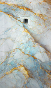 Piatto doccia in gel coat "STONE 3D" effetto marmo bianco celeste