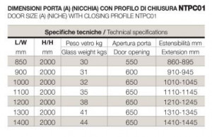 PORTA BATTENTE PER DOCCIA A NICCHIA "EPB43N"