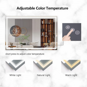 Specchio 60x80 cm led touch - anti appannamento - luce dimmerabile e funzione colore luce 3000 4000 6000K