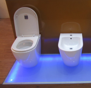 Coppia di Sanitari a terra filo muro Easy con copri vaso frizionato