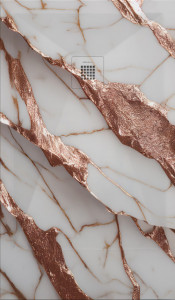 Piatto doccia in gel coat "STONE 3D" effetto marmo bianco rosa