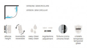 Box doccia sermicircolare dim 80x80 90x90 100x100 h200 Anticalcare