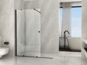 Porta doccia walk in con Sistema di porte Scorrevoli PROFILO NERO