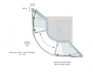 Box doccia sermicircolare dim 80x80 90x90 100x100 h200 Anticalcare