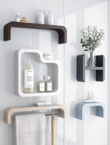Mensola in mineral marmo multicolore H 30x30x12,7