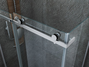Box doccia centra stanza con anta fissa e porta scorrevole "045F TRIO" cristallo 8mm