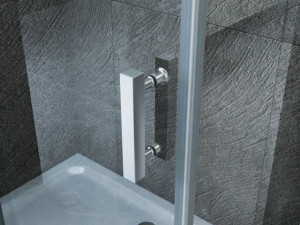 Box doccia centra stanza con anta fissa e porta scorrevole "045F TRIO" cristallo 8mm