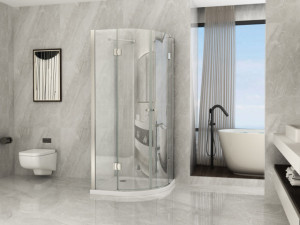 Box doccia semicircolare in vetro 8mm doppia porta battente "050" Centro stanza 80x80 90x90