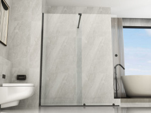 Porta doccia walk in con Sistema di porte Scorrevoli PROFILO NERO