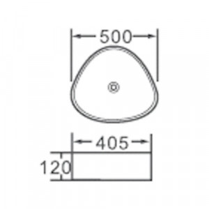 Lavabo da appoggio in ceramica triangolare  50x40,5 h12 "812"