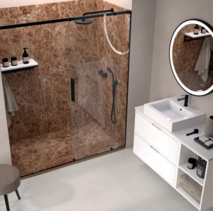 PIATTO DOCCIA IN GEL COAT "STONE 3D" EFFETTO MARMO Oasi Marrone chiaro
