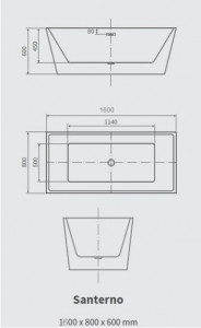 VASCA DA BAGNO FREESTANDING A PARETE 160x80 h60 SANTERNO