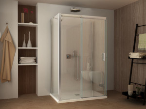 Box doccia apertura scorrevole in cristallo 8mm con trattamento anticalcare "702 trio SOFT CLOSE"