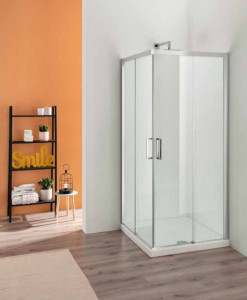 Box Doccia Quadrato Con Apertura Angolare Porte Scorrevoli Eco - Ceramiche  Italy