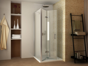 BOX DOCCIA PORTA A LIBRO CRISTALLO 8MM "053 D DUO FIX APERTURA LATO MURO"