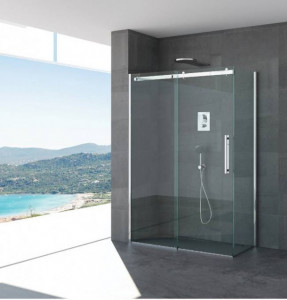BOX DOCCIA PORTA SCORREVOLE "ANNA" 3 LATI PROFILI IN ACCIAIO INOX