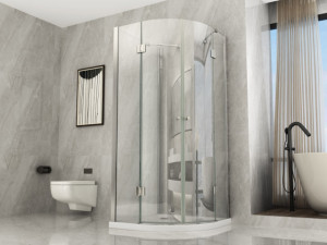 Box doccia semicircolare in vetro 8mm doppia porta battente "050" Centro stanza 80x80 90x90