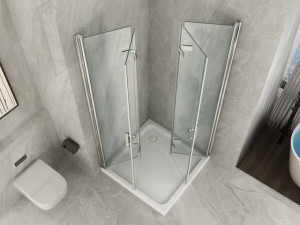 BOX DOCCIA ANGOLARE CRISTALLO 8mm CON 2 PORTE A LIBRO "LIBRO DUO 053"