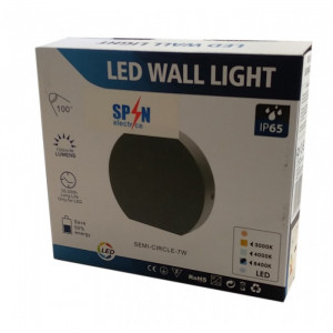 Aplica LED Perete Semicerc fi135, 7W, 6000K, lumina rece, cu protectie IP65