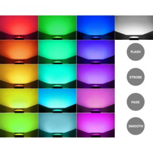 Proiector LED RGB - 16 culori + 4 jocuri de culori, 50W, IP65, telecomanda IR cu 21 taste