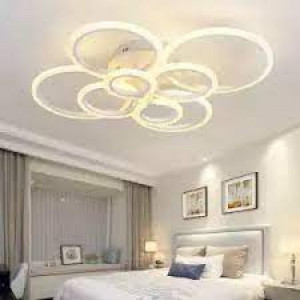 Lustra LED 232W cu 8 cercuri si telecomanda, lumina calda/ rece si intensitate reglabila