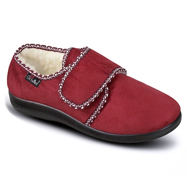 Pantofi de casa, imblaniti lana, bordo, OrtoMed 851-T70