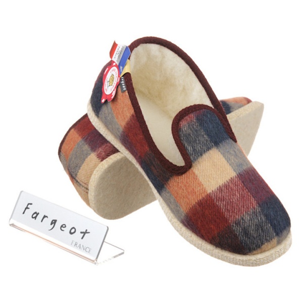 Pantofi de casa femei lana naturala 100% Fargeot Francky carouri