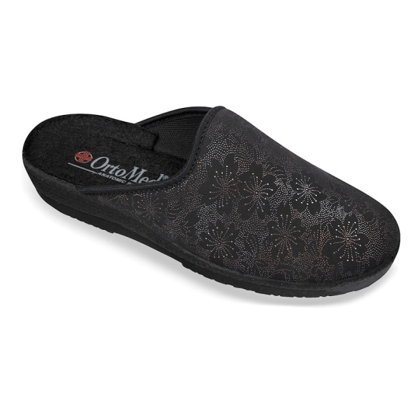 Saboti de casa, ortopedici, dama, OrtoMed 6057-S155 negru