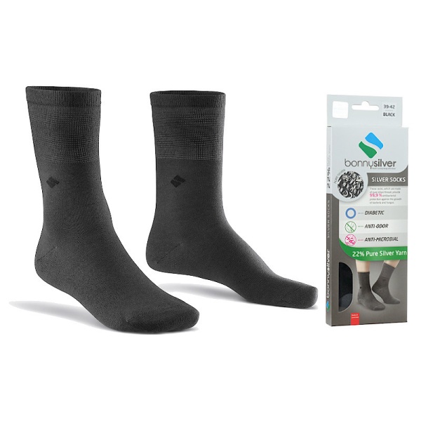 Sosete cu fir de argint 22%, pentru diabetici, BonnySilver 211, gri inchis