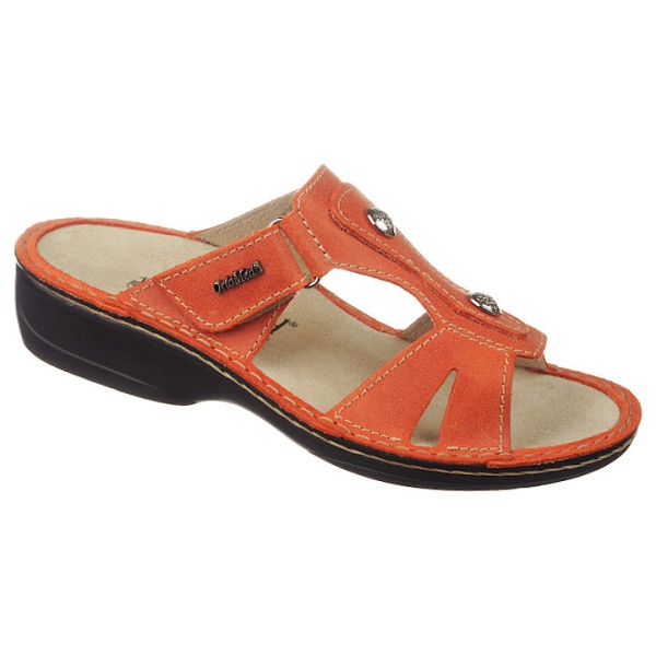 Papuci ortopedici, piele, oranj, dama, Ortomed 3706-P79