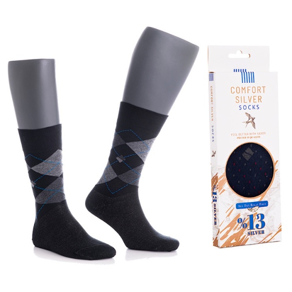 Sosete Comfort Silver CSS202 negre cu carouri