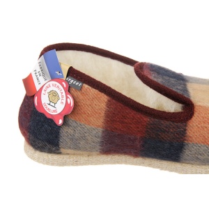 Pantofi de casa femei lana naturala 100% Fargeot Francky carouri