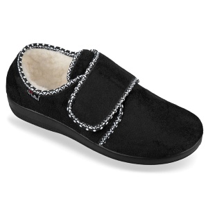 Pantofi de casa, imblaniti lana, negri, OrtoMed 851-T44