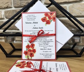 Invitatii acuarela cu maci