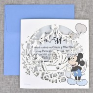 Invitatie de botez cu decupaj Laser Mickey 15710