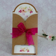 Invitatie de nunta florala crem cu plic natur 22132