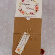 Invitatie de nunta florala crem cu plic natur 22153