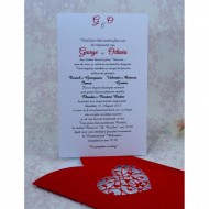 Invitatie de nunta rosie cu inima 2216