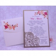 Invitatie de nunta florala crem 2217