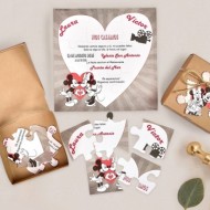 Invitatie de nunta Puzzle Minnie si Mickey 39738