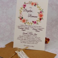 Invitatie de nunta florala crem cu plic natur 22153