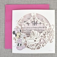 Invitatie de botez decupaj Laser Minnie 15709