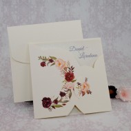 Invitatie de nunta model floral crem 2221