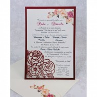 Invitatie de nunta florala crem cu visiniu 2229