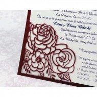 Invitatie de nunta florala crem cu visiniu 2229