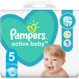 Scutece Pampers Active Baby Giant Pack Marimea 5, 11-16 kg, 64 buc