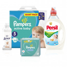 Pachet Pampers Baby Pack 64 buc, nr.5 , 11-16 kg, 4 produse