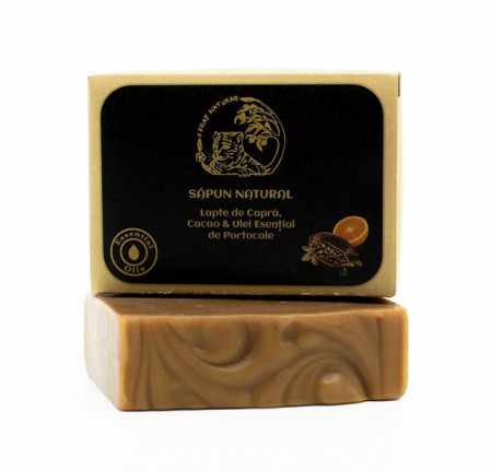 SĂPUN NATURAL Lapte de Capră, Cacao & Ulei Esențial de Portocale 100 gr