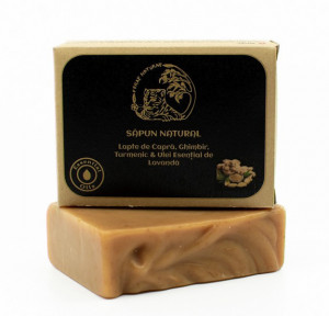 SĂPUN NATURAL Lapte de Capră, Ghimbir, Turmeric & Ulei Esențial de Lavandă 100 gr