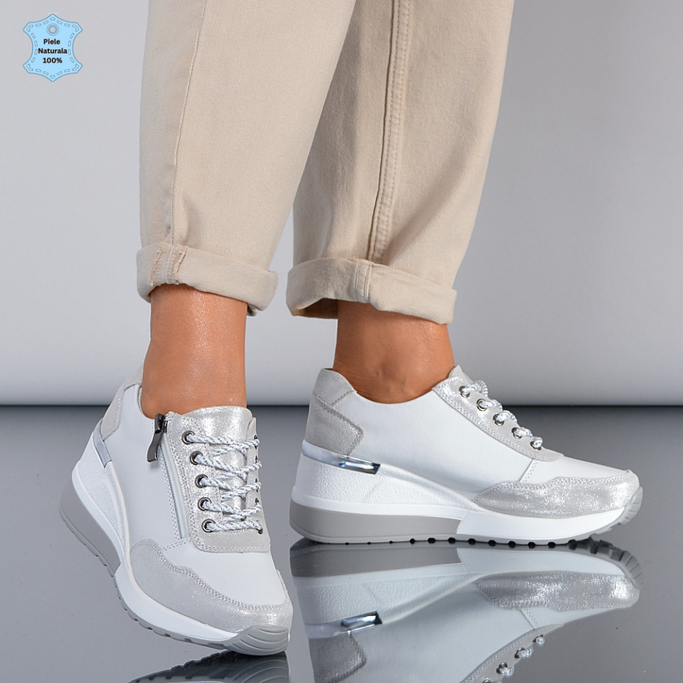 Adidasi Dama Piele Naturala Anaida Albi- Need 4 Shoes